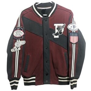Polo Ralph Lauren Men's L Burgundy Varsity Letterman Jacket Patches Spell Out